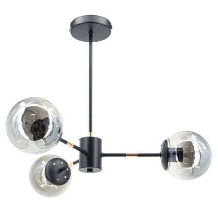 Lampa wisząca czarno-złota 3-punktowa 8044/3A ze szklanymi kloszami - Lampy Elem